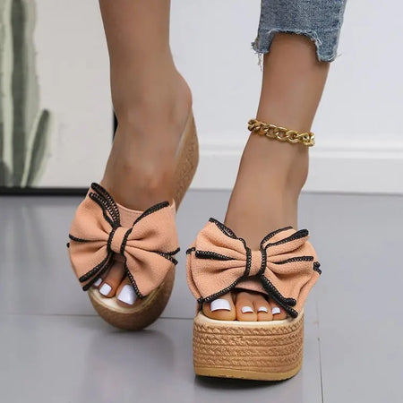 Women's Bow Slope Thick Bottom Slippers
